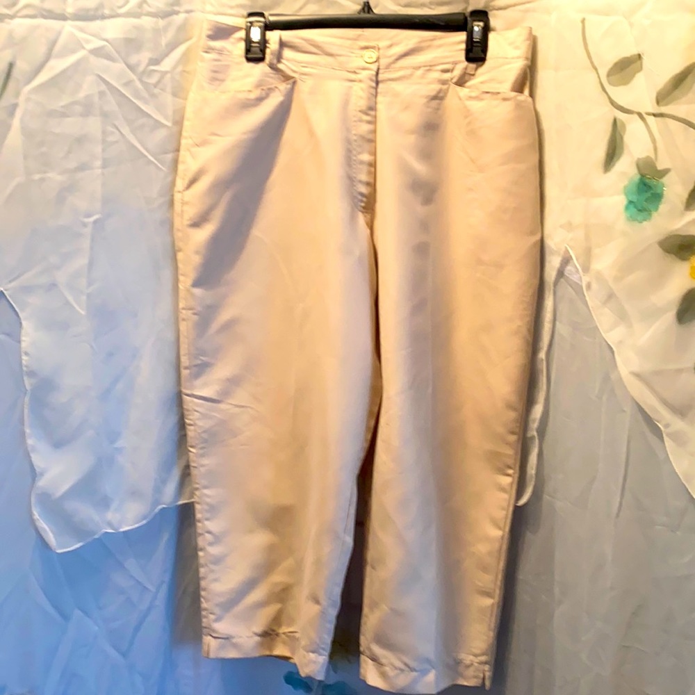 LINE UP TAN CROP PANTS POLYESTER SZ 14